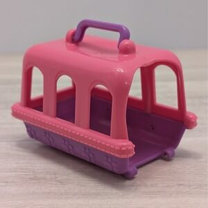 VTG Puppy In My Pocket Toy Pet Carrier Pink Purple Crate Just Play MEG Accessory